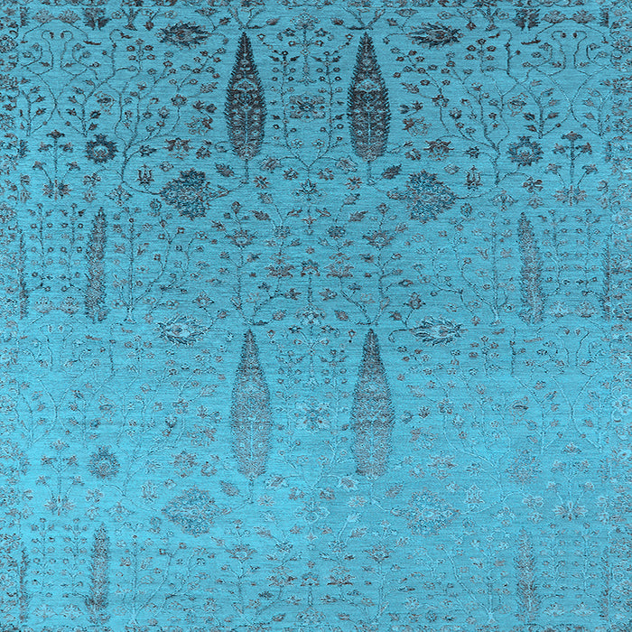 Square Machine Washable Oriental Light Blue Industrial Rug, wshurb2756lblu