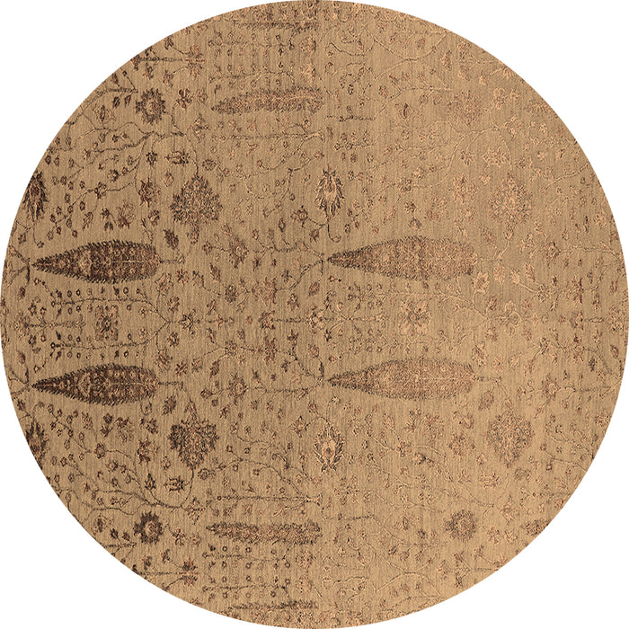 Round Machine Washable Oriental Brown Industrial Rug, wshurb2756brn