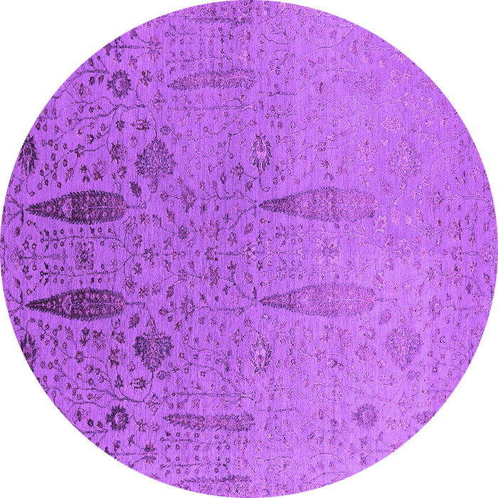 Round Machine Washable Oriental Purple Industrial Area Rugs, wshurb2756pur