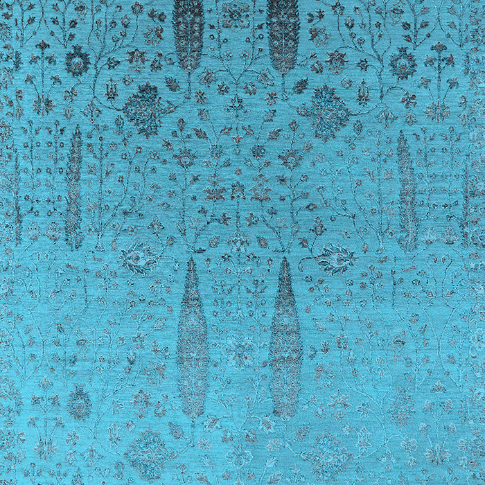 Machine Washable Oriental Light Blue Industrial Rug, wshurb2756lblu