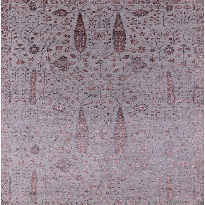 Square Mid-Century Modern Rose Purple Oriental Rug, urb2756