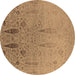 Round Oriental Brown Industrial Rug, urb2756brn