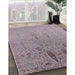 Mid-Century Modern Rose Purple Oriental Rug in Family Room, urb2756