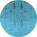 Round Oriental Light Blue Industrial Rug, urb2756lblu