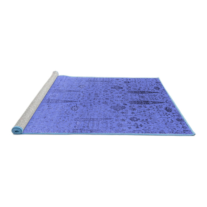 Sideview of Machine Washable Oriental Blue Industrial Rug, wshurb2756blu