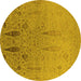 Round Oriental Yellow Industrial Rug, urb2756yw