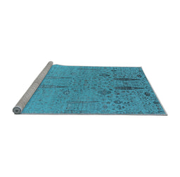 Sideview of Machine Washable Oriental Light Blue Industrial Rug, wshurb2756lblu