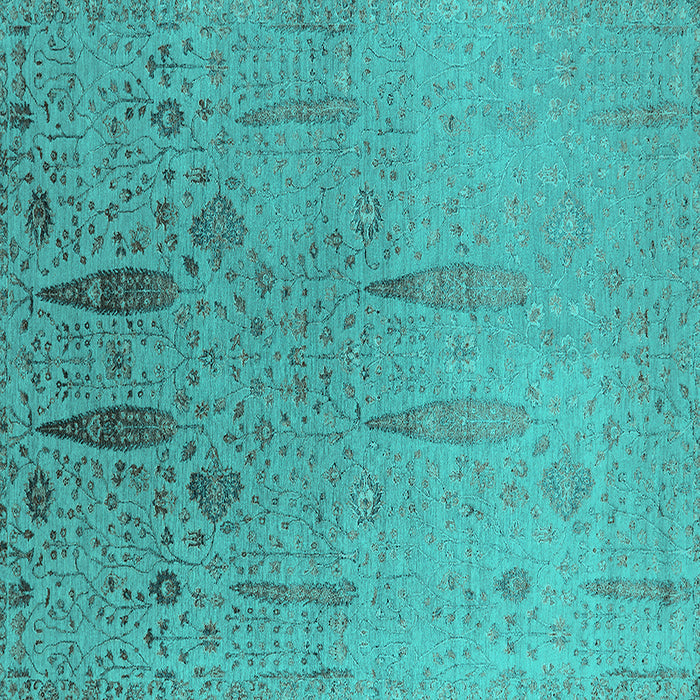 Square Machine Washable Oriental Turquoise Industrial Area Rugs, wshurb2756turq