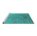 Sideview of Machine Washable Oriental Turquoise Industrial Area Rugs, wshurb2756turq