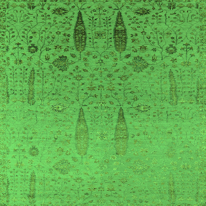 Square Machine Washable Oriental Green Industrial Area Rugs, wshurb2756grn