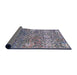 Sideview of Mid-Century Modern Carbon Gray Oriental Rug, urb2757