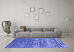 Machine Washable Oriental Blue Industrial Rug in a Living Room, wshurb2757blu