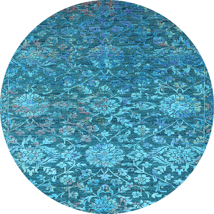 Round Oriental Light Blue Industrial Rug, urb2757lblu
