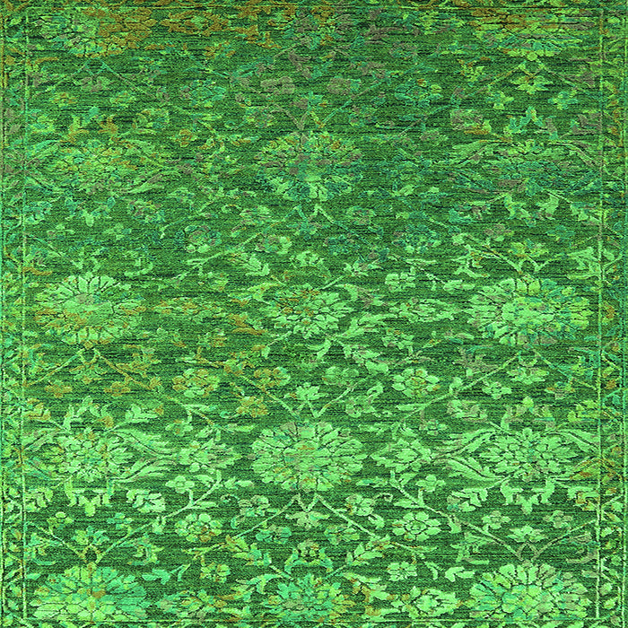 Square Machine Washable Oriental Green Industrial Area Rugs, wshurb2757grn