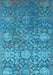 Machine Washable Oriental Light Blue Industrial Rug, wshurb2757lblu