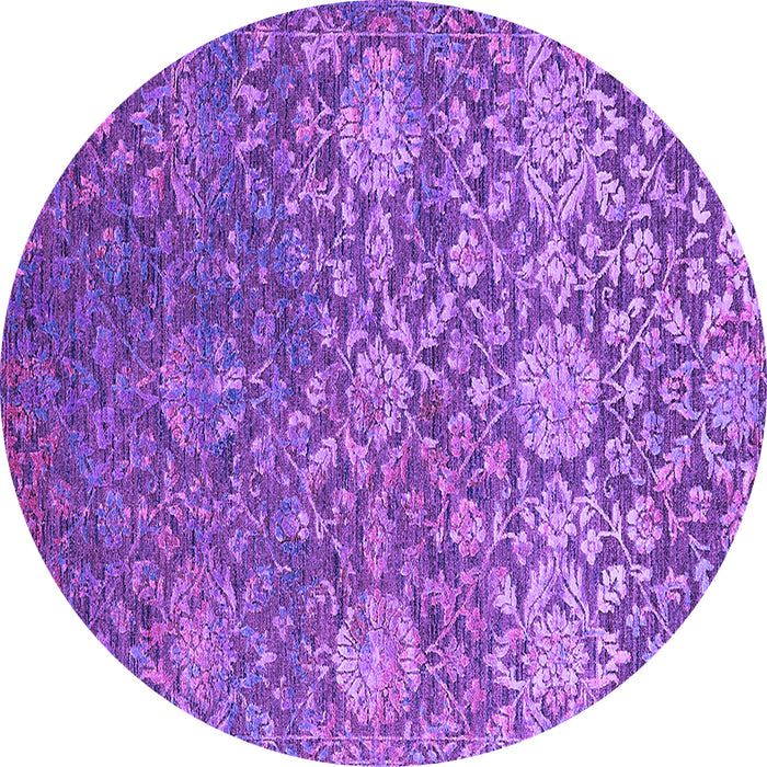 Round Machine Washable Oriental Purple Industrial Area Rugs, wshurb2757pur