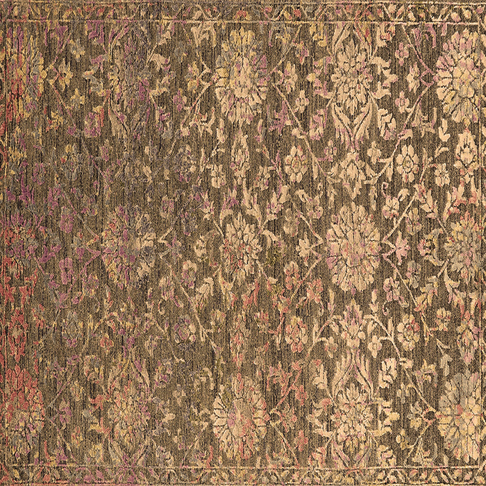 Square Oriental Brown Industrial Rug, urb2757brn