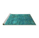 Sideview of Machine Washable Oriental Turquoise Industrial Area Rugs, wshurb2757turq