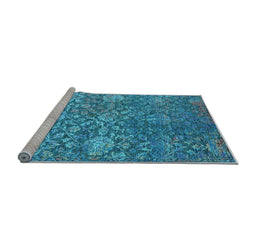 Sideview of Machine Washable Oriental Light Blue Industrial Rug, wshurb2757lblu