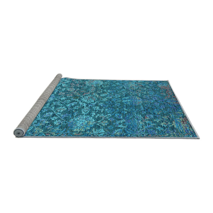Sideview of Machine Washable Oriental Light Blue Industrial Rug, wshurb2757lblu