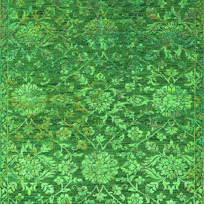 Machine Washable Oriental Green Industrial Area Rugs, wshurb2757grn