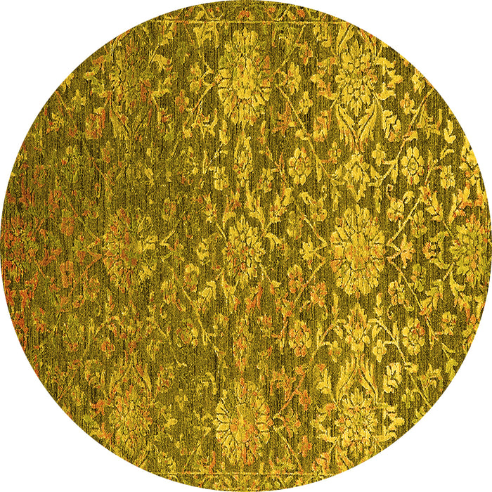 Round Oriental Yellow Industrial Rug, urb2757yw