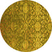 Round Oriental Yellow Industrial Rug, urb2757yw