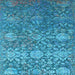 Square Machine Washable Oriental Light Blue Industrial Rug, wshurb2757lblu