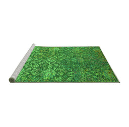 Sideview of Machine Washable Oriental Green Industrial Area Rugs, wshurb2757grn