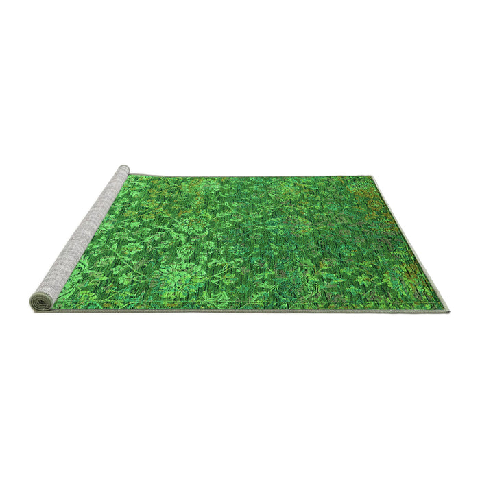 Sideview of Machine Washable Oriental Green Industrial Area Rugs, wshurb2757grn