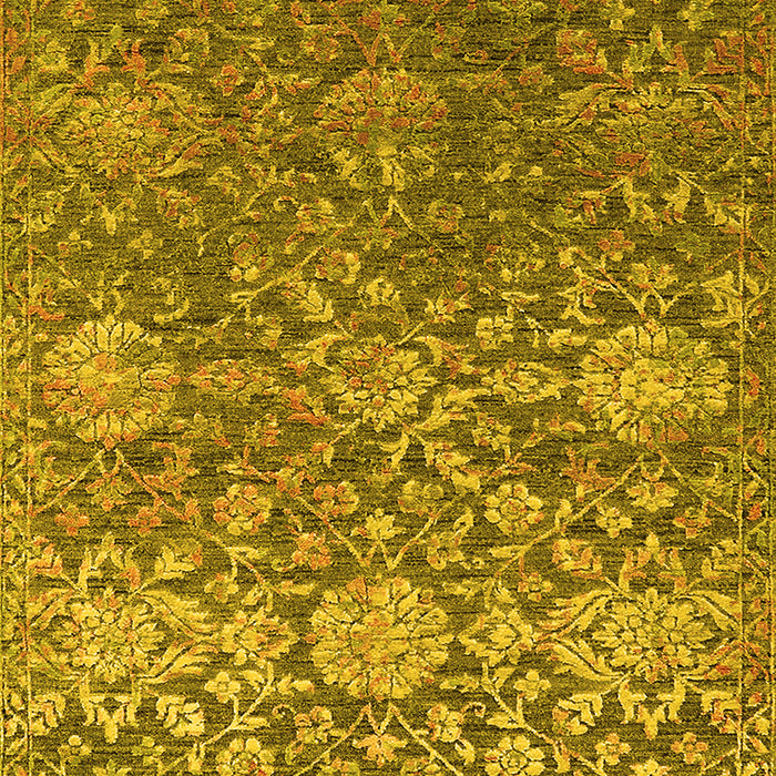 Machine Washable Oriental Yellow Industrial Rug, wshurb2757yw