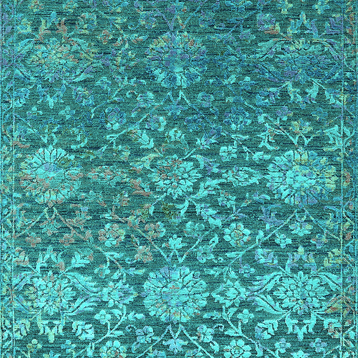 Machine Washable Oriental Turquoise Industrial Area Rugs, wshurb2757turq