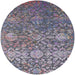 Round Mid-Century Modern Carbon Gray Oriental Rug, urb2757