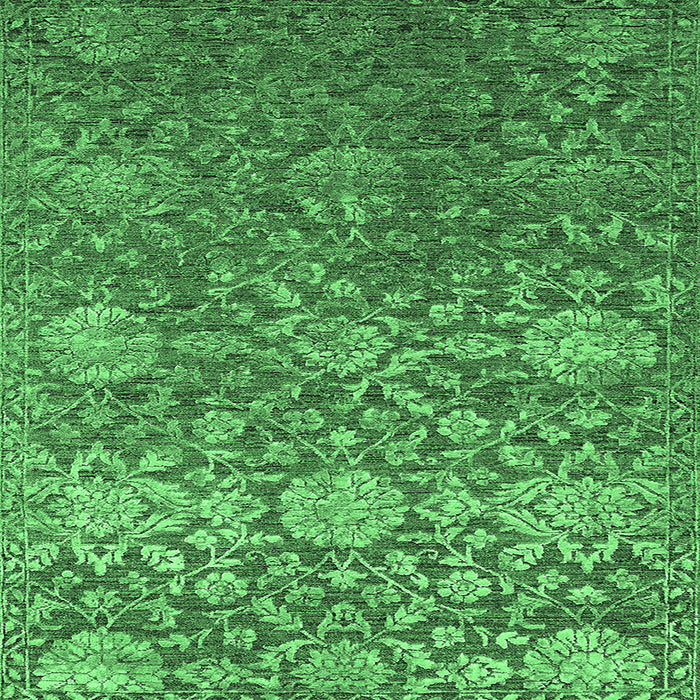 Square Oriental Emerald Green Industrial Rug, urb2757emgrn