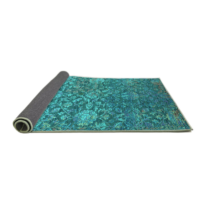 Sideview of Oriental Turquoise Industrial Rug, urb2757turq