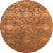 Round Machine Washable Oriental Orange Industrial Area Rugs, wshurb2757org