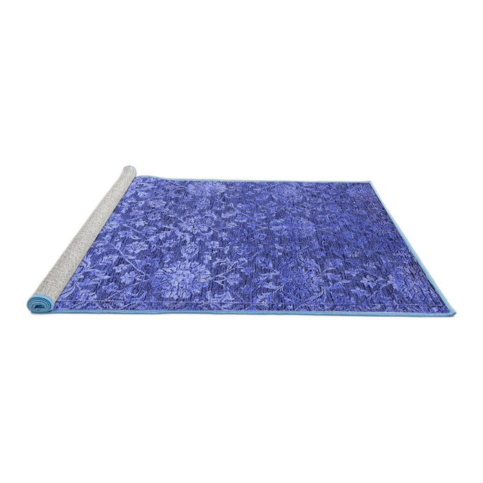 Sideview of Machine Washable Oriental Blue Industrial Rug, wshurb2757blu