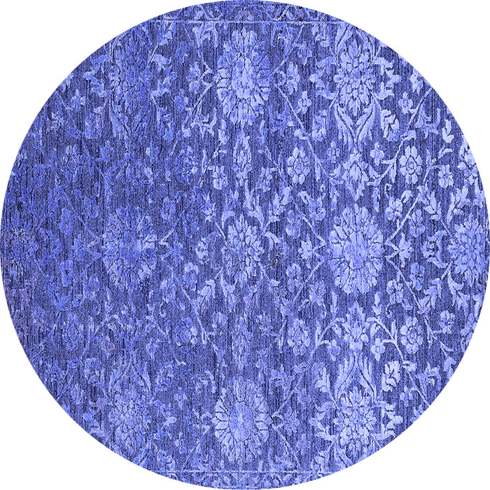 Round Oriental Blue Industrial Rug, urb2757blu