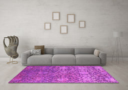 Machine Washable Oriental Pink Industrial Rug in a Living Room, wshurb2757pnk