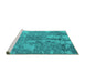 Sideview of Machine Washable Oriental Turquoise Industrial Area Rugs, wshurb2758turq
