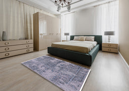 Mid-Century Modern Purple Oriental Rug in a Bedroom, urb2758