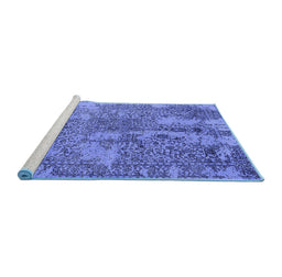 Sideview of Machine Washable Oriental Blue Industrial Rug, wshurb2758blu