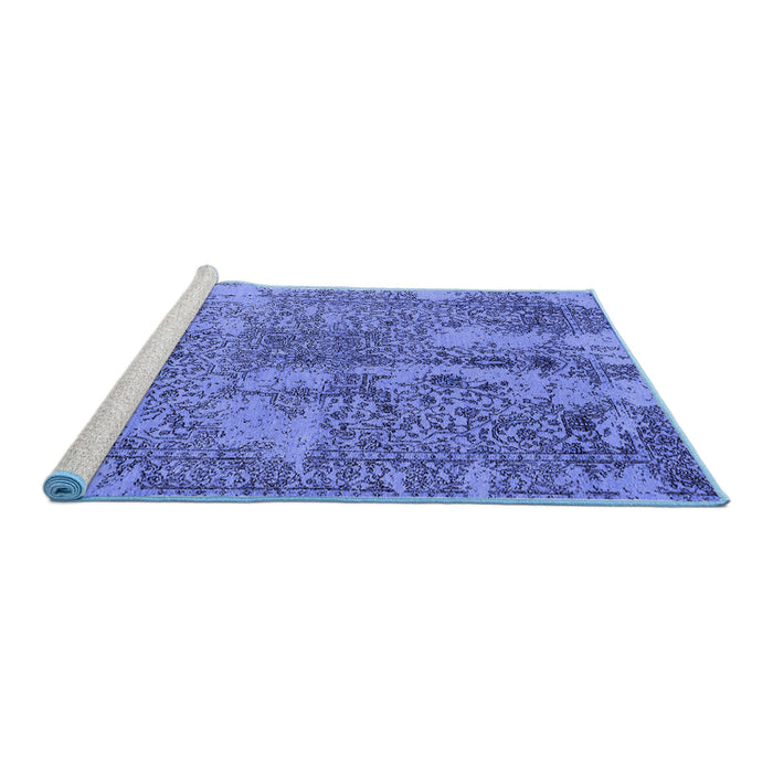Sideview of Machine Washable Oriental Blue Industrial Rug, wshurb2758blu