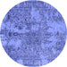 Round Oriental Blue Industrial Rug, urb2758blu