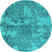 Round Oriental Turquoise Industrial Rug, urb2758turq