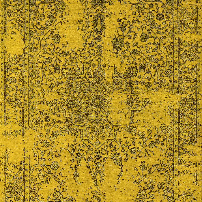 Machine Washable Oriental Yellow Industrial Rug, wshurb2758yw