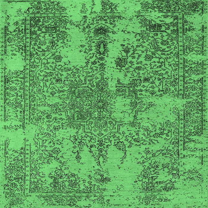 Square Oriental Emerald Green Industrial Rug, urb2758emgrn