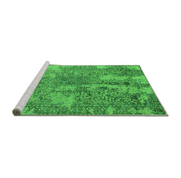 Sideview of Machine Washable Oriental Green Industrial Area Rugs, wshurb2758grn
