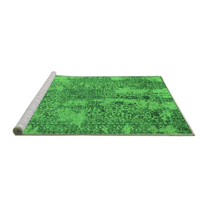 Sideview of Machine Washable Oriental Green Industrial Area Rugs, wshurb2758grn