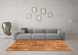 Machine Washable Oriental Orange Industrial Area Rugs in a Living Room, wshurb2758org